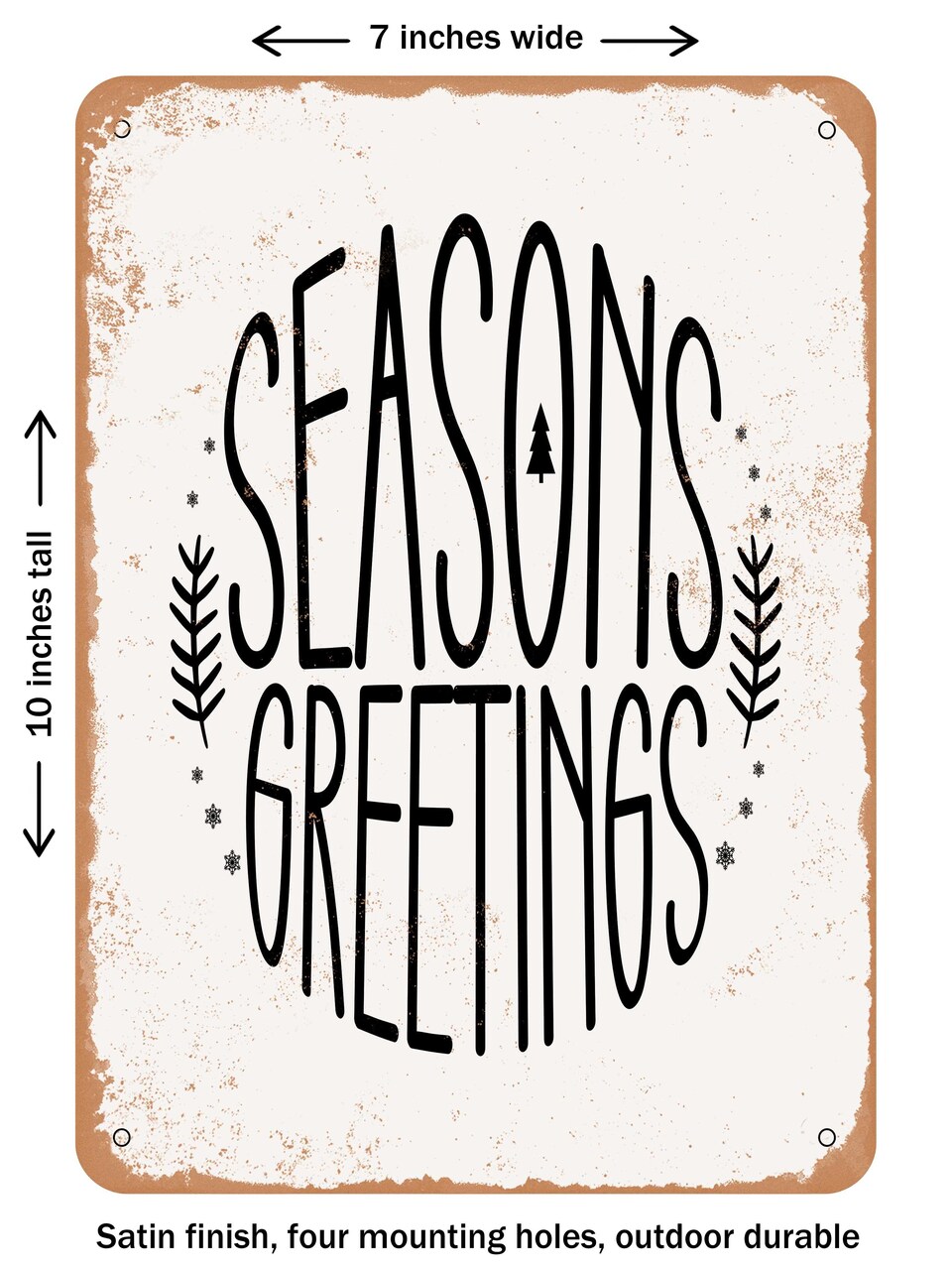 DECORATIVE METAL SIGN - Seasons Greetings - 2 - Vintage Rusty Look